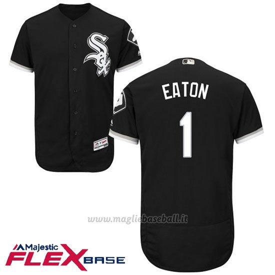 Maglia Baseball Uomo Chicago White Sox 1 Adam Eaton Nero Autentico Collezione Flex Base